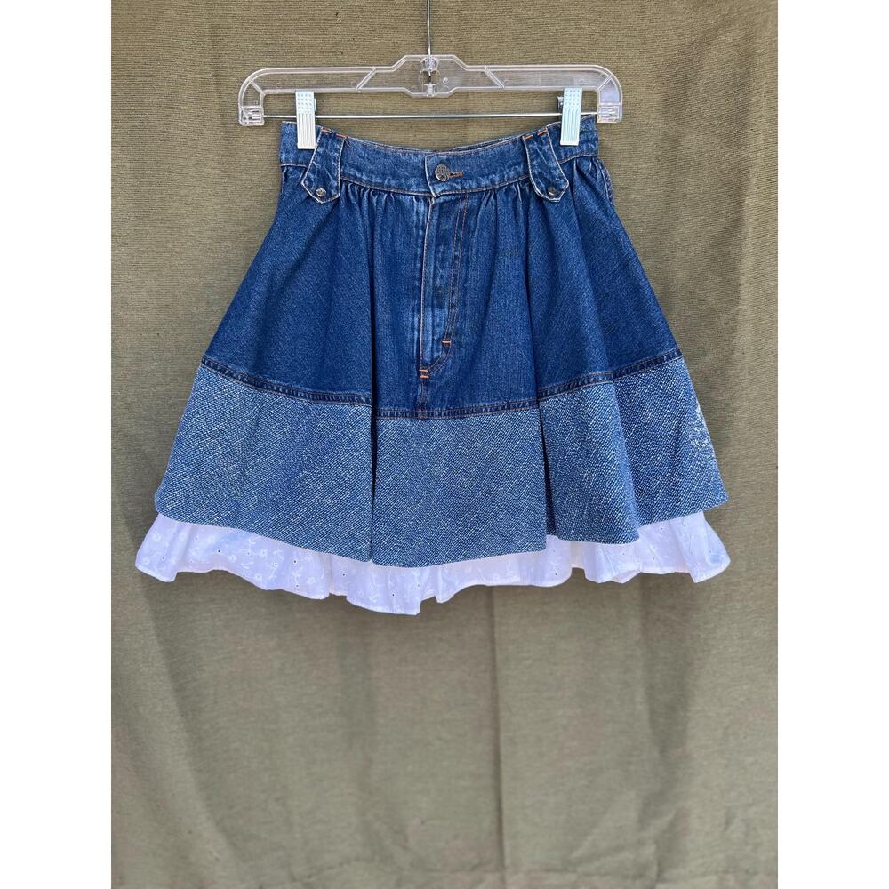 Vintage Christian Lacroix Denim Skirt with Eyelet Hem
